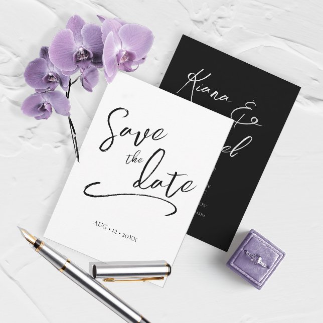 Liebe Calligraphy Wedding V2 B&W ID940 Save The Date (Von Creator hochgeladen)