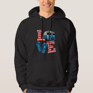 Liebe Camping American Flag Drehen Flop America Ca Hoodie