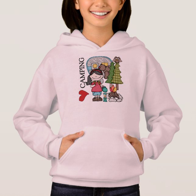 Liebe-Camping des schwarzes Haar-Mädchen-I Hoodie (Vorderseite)