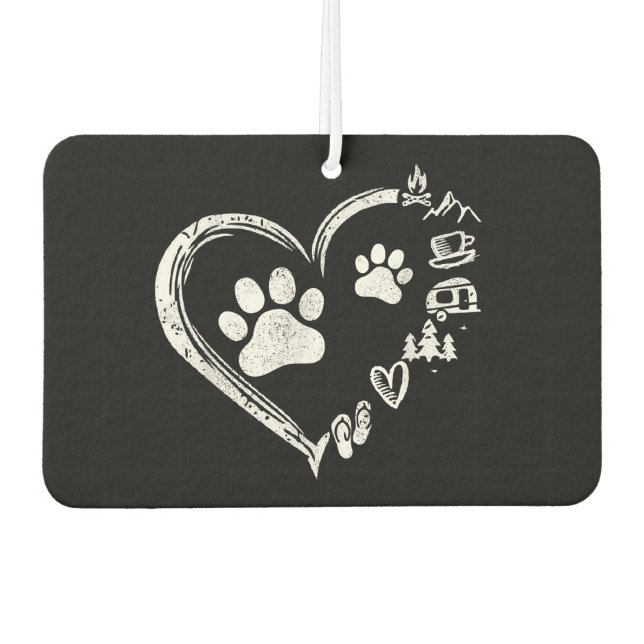 Liebe Camping Dog Paw Print Heart Flip Flops Kaffe Autolufterfrischer (Vorderseite)