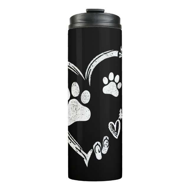 Liebe Camping Dog Paw Print Heart Flip Flops Kaffe Thermosbecher (Vorderseite)