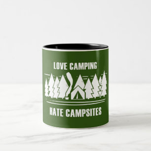 Liebe Camping, Hass-Campingplätze Zweifarbige Tasse