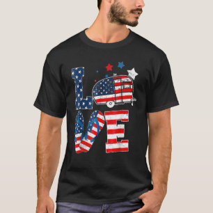 Liebe Camping USA Flag 4. Juli Dreh Flop Camper T-Shirt