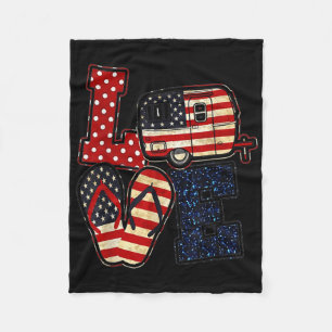 Liebe Camping USA-Flagge 4. Juli Flip Flop Camper Fleecedecke