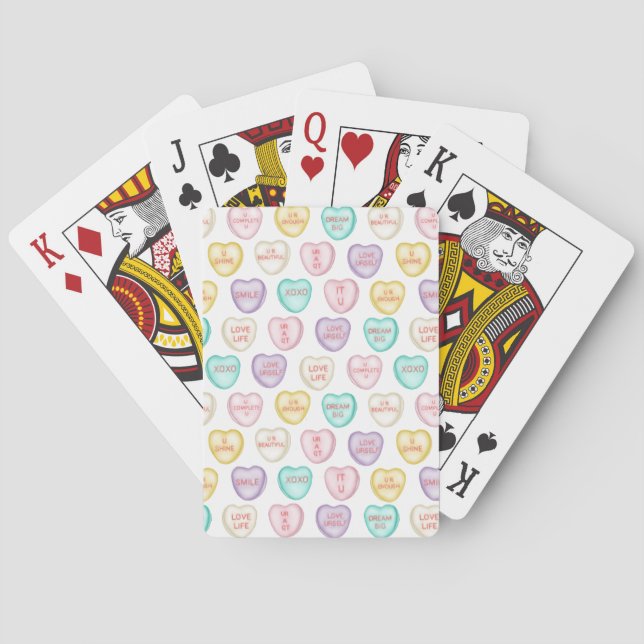 Liebe Candy Hearts - White Playing Cards Spielkarten (Rückseite)