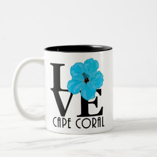 LIEBE Cape Coral 11oz Blue Hibiskus Zweifarbige Tasse