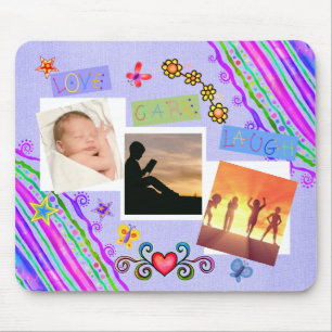 Liebe Care Laugh Picture Collage Mousepad