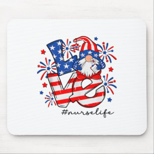 Liebe Caregiver Life Nurse Gnome American Flag 4. Mousepad