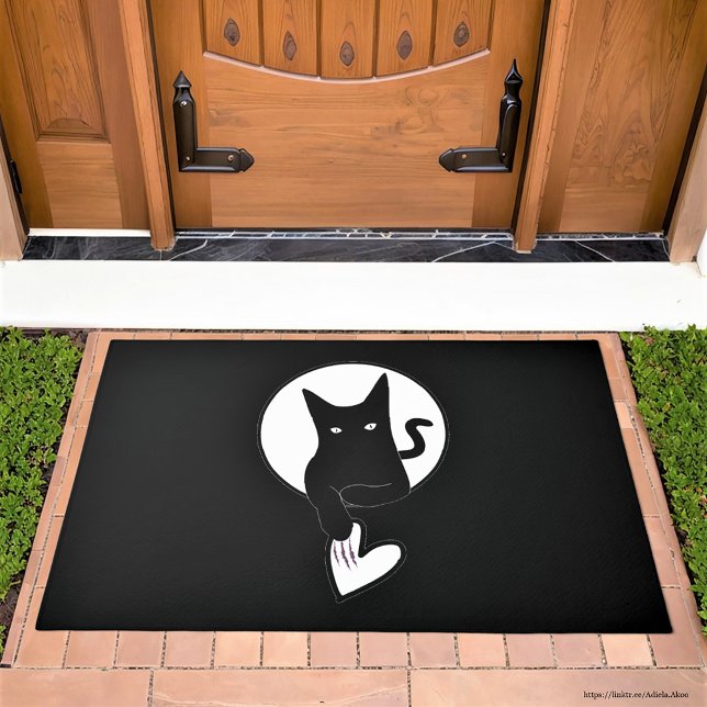 Liebe Cat Doormat von Poet Adiela Akoo Fußmatte (The Love Cat Doormat - for the perfect blend of warm welcome and Halloween chill. Love it? GET it!)