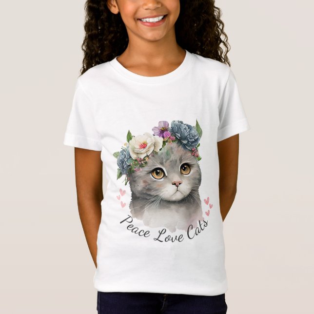 Liebe Cat Kid Girl T-Shirt (Vorderseite)