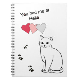 Liebe Cat with Hearts and Paw Prints Notebook Notizblock