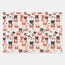 Liebe Cat Wrapping Paper Set Geschenkpapier Set