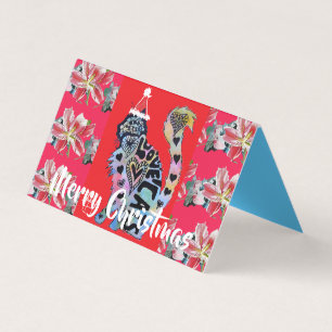 Liebe Cats Cat Merry Red Lila Weihnachtskarte Set