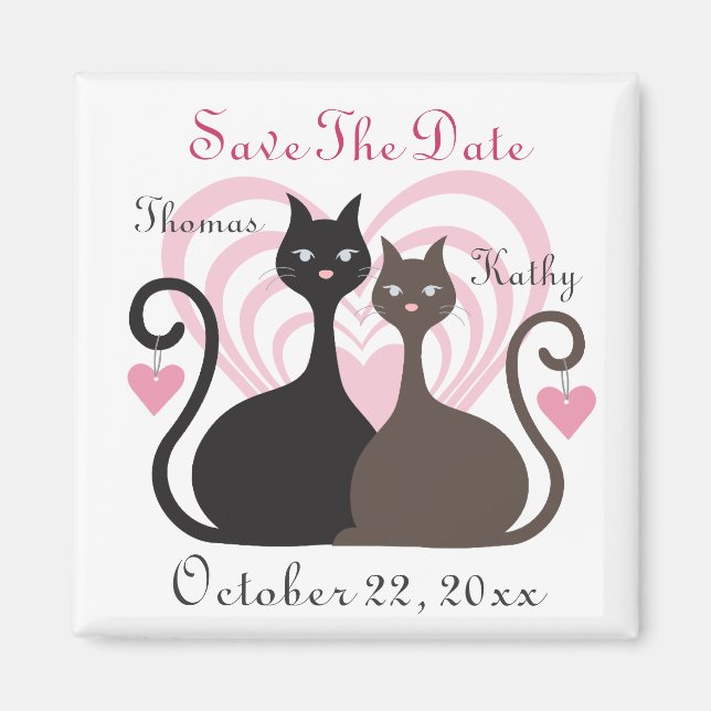 Liebe Cats Custom Save the Date Magnet Square (Vorne)
