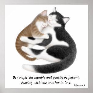 Liebe Cats Ephesians 4:2 Inspiration Print Poster