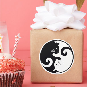 Liebe Cats Ying Yang Runder Aufkleber