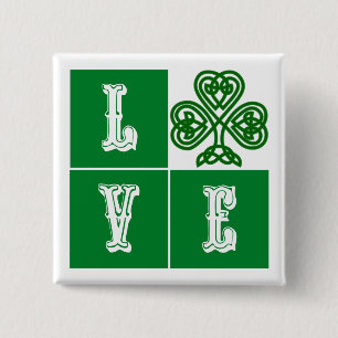 Liebe Celtic Kleeblatt Hearts Button
