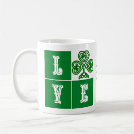 Liebe Celtic Kleeblatt Herz Irland Motto Tasse