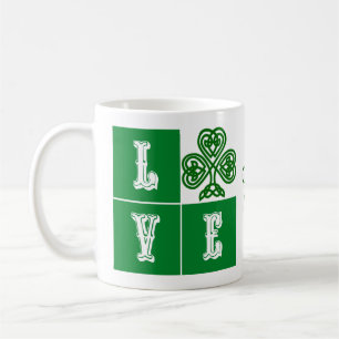 Liebe Celtic Kleeblatt Herz Irland Motto Tasse