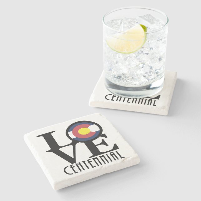 LIEBE Centennial Colorado Steinuntersetzer (Seitenansicht)