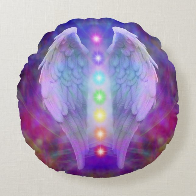 Liebe, chakra, Engel, Gott, der Heiler, heilend, Rundes Kissen (Vorderseite)