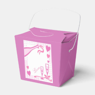 Liebe, Champagner und Herz - Pink - Ausgehobenes F Geschenkschachtel