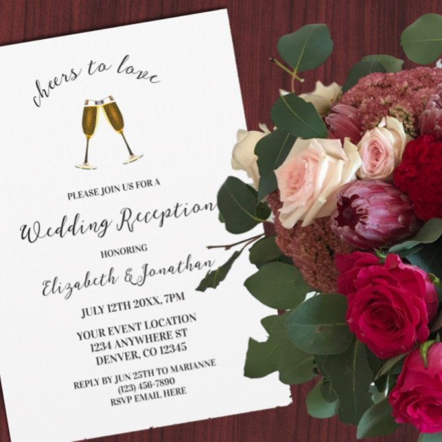 Liebe Champagnerbrille Hochzeitsempfang Einladung (Von Creator hochgeladen)