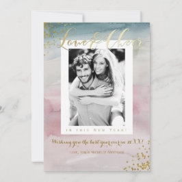 Liebe & Cheer New Years Glam Watercolor Foto Feiertagskarte