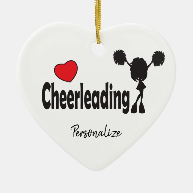 Liebe Cheerleading Red Heart Keramik Ornament (Vorne)