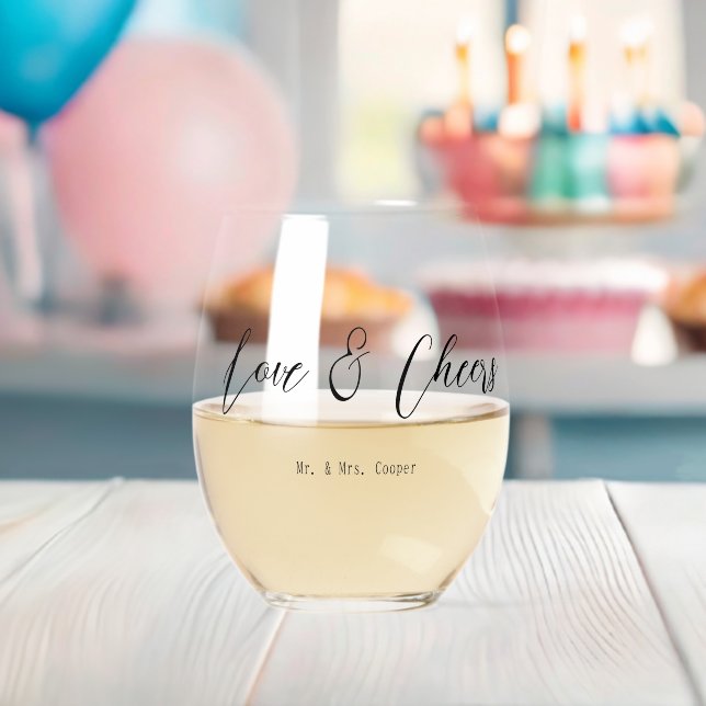 Liebe & Cheers Typografie Geschenkbrille Weinglas Ohne Stiel (Insitu (Baby Party))