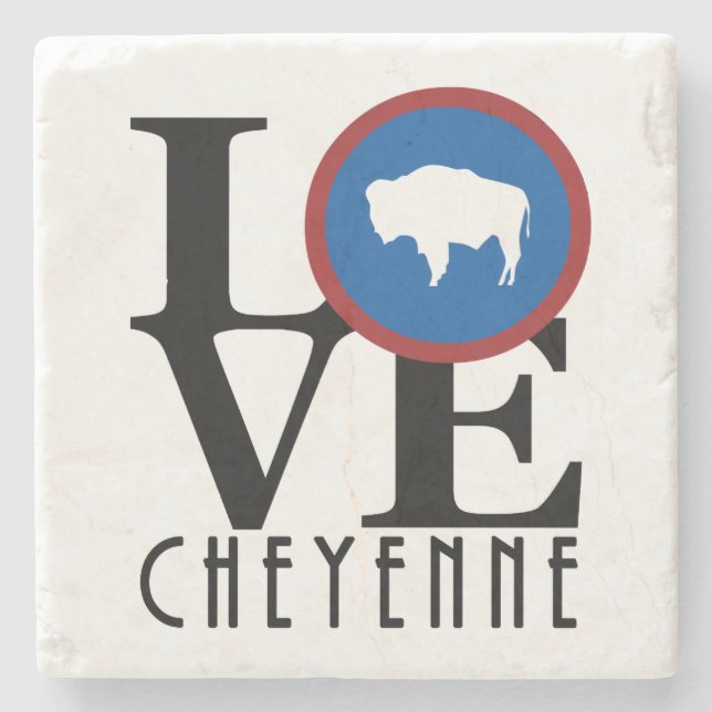 LIEBE Cheyenne Wyoming Steinuntersetzer (Vorderseite)
