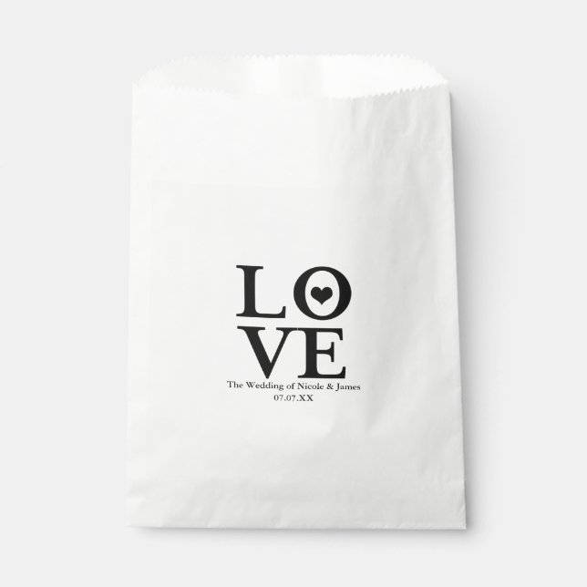 Liebe Chic Modern Wedding Black & White Gefallen Geschenktütchen (Vorderseite)