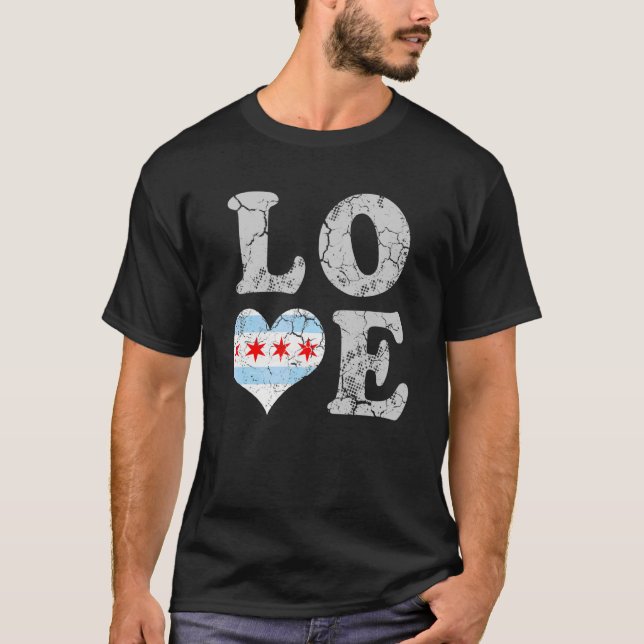Liebe Chicago Flag Zuhause City Chi Town Family T-Shirt (Vorderseite)