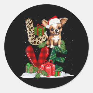 Liebe Chihuahua Dog Buffalo Karierter Hund Lover Runder Aufkleber