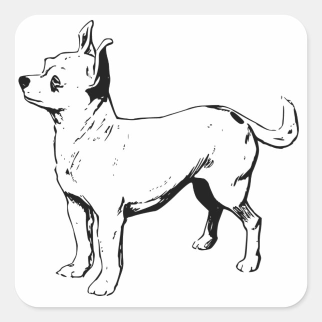 Liebe Chihuahua Welpe Hund Grußkleber Quadratischer Aufkleber (Vorderseite)