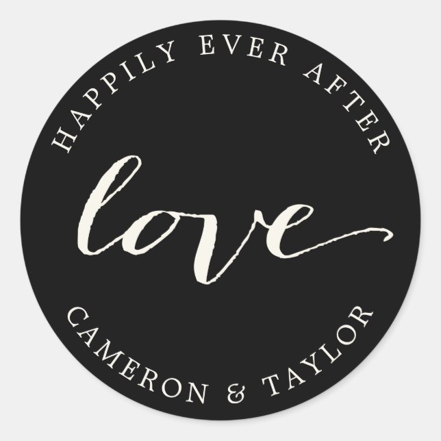 Liebe Classic Calligraphy Script Wedding Stickers (Vorderseite)