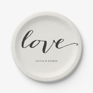 Liebe Classic Script Stilvolle Kalligraphie Hochze Pappteller