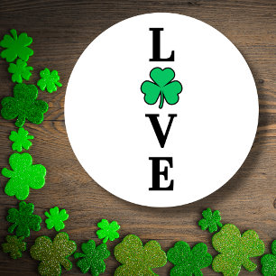 LIEBE Clover Kleeblatt Ireland St Patrick's Party Runder Aufkleber