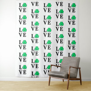 LIEBE Clover Kleeblatt Irland Irish Elegant Wandteppich