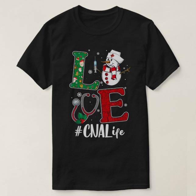 Liebe CNA Life Stethoscope Snowman Weihnachtsvacci T-Shirt (Design vorne)