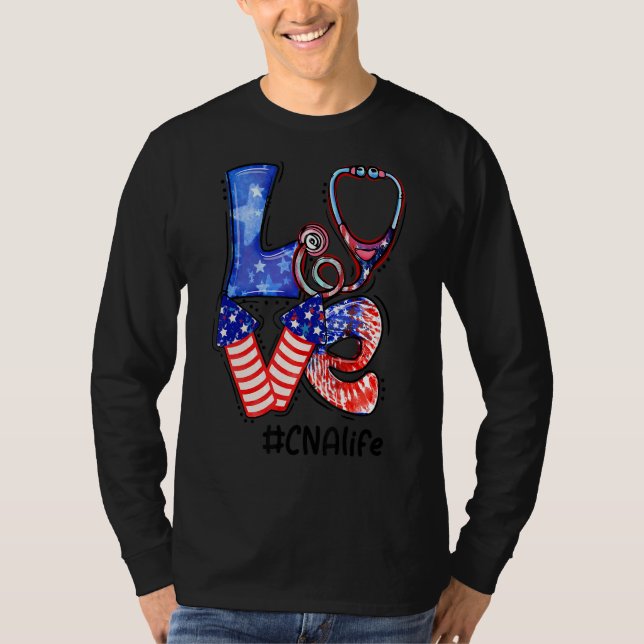 Liebe Cna Life Stethoskop Feuerwerk Krankenschwest T-Shirt (Vorderseite)