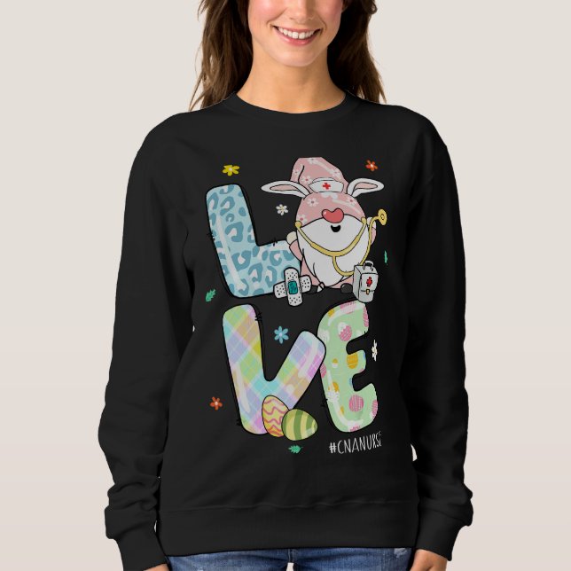 Liebe Cna Nurse Life Gnome Stethoscope Leopard Eas Sweatshirt (Vorderseite)