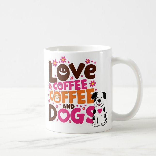 Liebe Coffe und Hunde Kaffeetasse (Rechts)