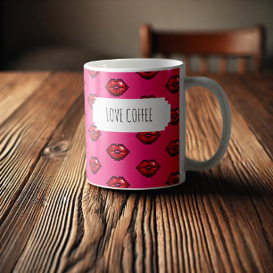Liebe Coffee Red Lips Valentines Kisses Pattern Kaffeetasse