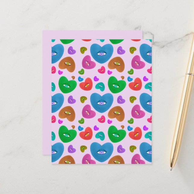 Liebe Colorful Hearts (Vorderseite/Rückseite Beispiel)