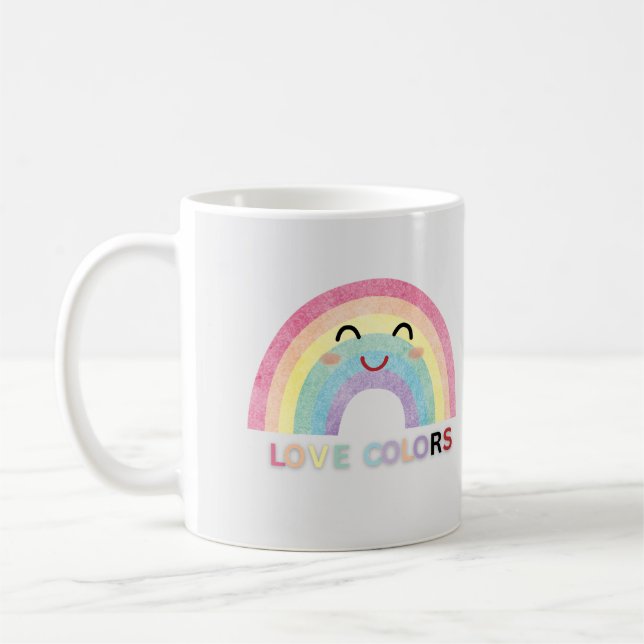 Liebe Colors Regenbogenkunst valentinische Designs Kaffeetasse (Links)