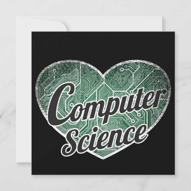 Liebe "Computer Science Retro Heart Blackboard" Einladung (Vorderseite)