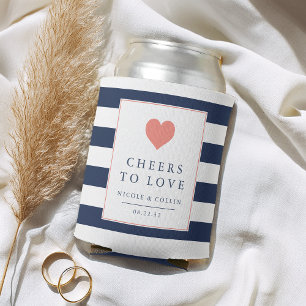 Liebe Coral & Navy Gastgeschenk Hochzeit Dosenkühler