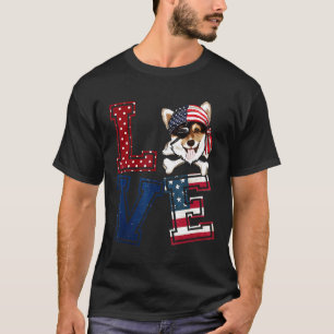 Liebe Corgi Pirat Gesicht Amerikanische Flagge 4. T-Shirt