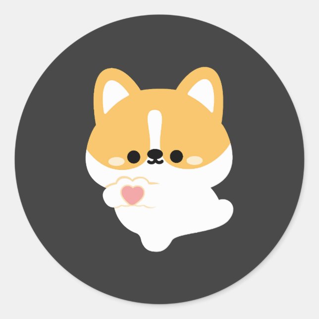 Liebe Corgi Runder Aufkleber (Vorderseite)